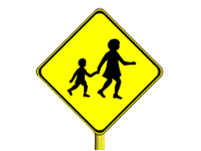 Children crossing warning sign